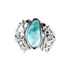 Sterling Silver Larimar with Black Spinel Frog Ring
