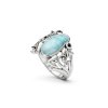 Sterling Silver Larimar with Black Spinel Frog Ring