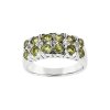 Sterling Silver Peridot Wth White Zircon Ring