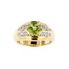 Sterling Silver Peridot White White Cubic Zirconia Men's Ring Over 18K Yellow Gold Plated