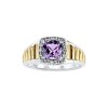 Sterling Silver Amethyst Two-Tone Men's Ring