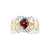 Sterling Silver Garnet Two-Tone Men's Ring
