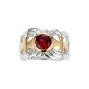 Sterling Silver Garnet Two-Tone Men's Ring