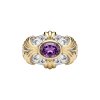 Sterling Silver Amethyst Two-Tone Men's Ring