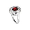 Sterling Silver Garnet With White Topaz Ring
