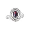 Sterling Silver Garnet With White Topaz Ring