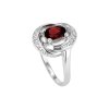 Sterling Silver Garnet With White Topaz Ring