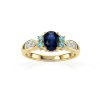 Sterling Silver Blue Shapphire With Swiss Blue Topaz Ring Over 18K Yellow Gold Plated