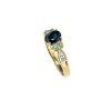 Sterling Silver Blue Shapphire With Swiss Blue Topaz Ring Over 18K Yellow Gold Plated