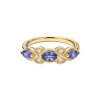 Sterling Silver Tanzanite With White Topaz Ring Over 18K Yellow Gold Plated