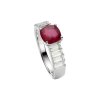 Sterling Silver Ruby With White Topaz Ring