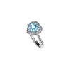 Sterling Silver Sky Blue Topaz With White Topaz Heart Ring