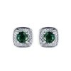 Sterling Silver Dyed  Emerald Stud Earrings
