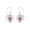 Sterling Silver Red Garnet Heart Over Earrings