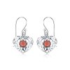 Sterling Silver Red Garnet Heart Over Earrings
