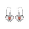 Sterling Silver Red Garnet Heart Over Earrings