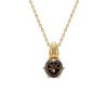 Sterling Silver Smoky Quartz Pendant Over 18K Yellow Gold Plated With Chain 18 Inches