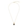 Sterling Silver Smoky Quartz Pendant Over 18K Yellow Gold Plated With Chain 18 Inches