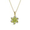 Sterling Silver Peridot With Cubic Zirconia Flower Pendant Over 18K Yellow Gold Plated With Chain 18 Inches