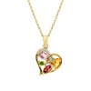 Sterling Silver Multi Gemstone Heart Pendant Over 18K Yellow Gold Plated With Chain 18 Inches
