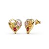 Sterling Silver Multi Gemstone Heart Earrings Over 18K Yellow Gold Plated