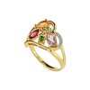 Sterling Silver Multi Gemstone Heart Ring Over 18K Yellow Gold Plated
