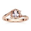 Sterling Silver Morganite Ring Over Rose Gold Plated
