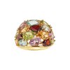 Sterling Silver Multi Colored Gemstone Ring Over 18K Yellow Gold Plated