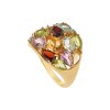 Sterling Silver Multi Colored Gemstone Ring Over 18K Yellow Gold Plated