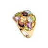 Sterling Silver Multi Colored Gemstone Ring Over 18K Yellow Gold Plated