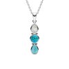 Sterling Silver Turquoise Larimar and Rainbow Moonstone Stone Pendant With Chain 18 Inches