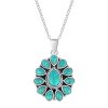 Sterling Silver Turquoise Pendant With Chain 18 Inches