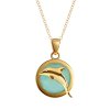 Sterling Silver Larimar Dolphin Pendant Over 18K Yellow Gold Plated With Chain 18 Inches