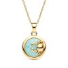 Sterling Silver Larimar Crab Pendant Over 18K Yellow Gold Plated With Chain 18 Inches