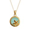 Sterling Silver Larimar Star FishPendant Over 18K Yellow Gold Plated With Chain 18 Inches