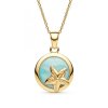 Sterling Silver Larimar Star FishPendant Over 18K Yellow Gold Plated With Chain 18 Inches