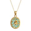 Sterling Silver Larimar Octopus Pendant Over 18K Yellow Gold Plated With Chain 18 Inches