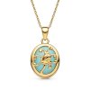 Sterling Silver Larimar Octopus Pendant Over 18K Yellow Gold Plated With Chain 18 Inches