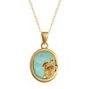 Sterling Silver Turtle Larimar Pendant Over 18K Yellow Gold Plated With Chain 18 Inches