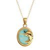 Sterling Silver Larimar Blue Marlin Pendant Over 18K Yellow Gold Plated With Chain 18 Inches
