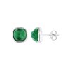 Sterling Silver Green Onyx Checkerboad Cutting Stud Earrings