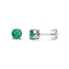 Sterling Silver Emerald Over Stud Earrings