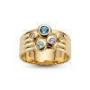 Sterling Silver Multi Gemstone Ring Over 18K Yellow Gold Plated