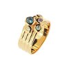 Sterling Silver Multi Gemstone Ring Over 18K Yellow Gold Plated