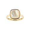 Sterling Silver Mother of Pearl Ring Over 18K Yellow Gold Plated