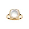 Sterling Silver Mother of Pearl Ring Over 18K Yellow Gold Plated