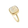 Sterling Silver Mother of Pearl Ring Over 18K Yellow Gold Plated