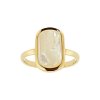 Sterling Silver Mother of Pearl Ring Over 18K Yellow Gold Plated