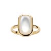 Sterling Silver Mother of Pearl Ring Over 18K Yellow Gold Plated