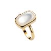 Sterling Silver Mother of Pearl Ring Over 18K Yellow Gold Plated